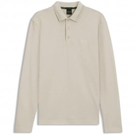 BOSS Plisy 10266738 GREEN long sleeve polo - Beige (Light Beige) дамски,блузи,с,яка,мъжки,блузи,с,яка,boss,plisy,10266738,green,long,sleeve,polo,beige,(light,beige)