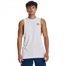 Тениска Under armour Left Chest Cut Off sleeveless T-shirt - White (White) тениска,мъжки,тениски,дамски,тениски,under,armour,left,chest,cut,off,sleeveless,t,shirt,white,(white)