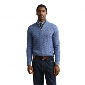 Блуза Gant 8050603 half zip sweater - Blue (Denim Blue Melange) блуза,мъжки,пуловери,дамски,пуловери,gant,8050603,half,zip,sweater,blue,(denim,blue,melange)