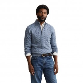 Блуза Gant 8050603 half zip sweater - Blue (Faded Denim) блуза,мъжки,пуловери,дамски,пуловери,gant,8050603,half,zip,sweater,blue,(faded,denim)