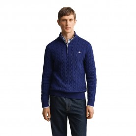 Блуза Gant 8050603 half zip sweater - Blue (Rich Navy) блуза,мъжки,пуловери,дамски,пуловери,gant,8050603,half,zip,sweater,blue,(rich,navy)