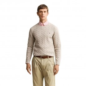 Блуза Gant Cable sweater - Beige (Oat Melange) блуза,мъжки,пуловери,дамски,пуловери,gant,cable,sweater,beige,(oat,melange)