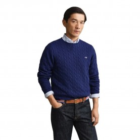 Блуза Gant Cable sweater - Blue (Rich Navy) блуза,мъжки,пуловери,дамски,пуловери,gant,cable,sweater,blue,(rich,navy)