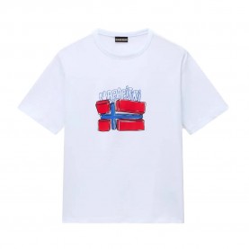 Тениска Napapijri Albedo short sleeve T-shirt - White (Bright White) тениска,мъжки,тениски,дамски,тениски,napapijri,albedo,short,sleeve,t,shirt,white,(bright,white)