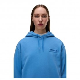 Суичър Napapijri Clarao Fleece hoodie - Blue (Blue Jasper) суичър,дамски,блузи,napapijri,clarao,fleece,hoodie,blue,(blue,jasper)