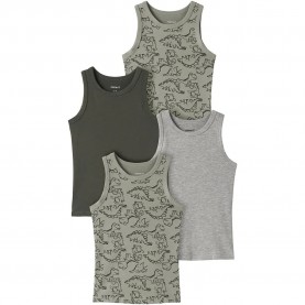 Name it 13243387 sleeveless base layer 4 units - Grey (Seagrass / Dino / Beetle / Grey Melange) детско,бельо,name,it,13243387,sleeveless,base,layer,4,units,grey,(seagrass,dino,beetle,grey,melange)