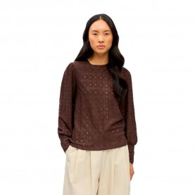 Object Laila long sleeve blouse - Brown (Seal Brown) дамски,блузи,object,laila,long,sleeve,blouse,brown,(seal,brown)