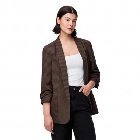 Сако Pieces Bosella 3/4 blazer - Brown (Hot Fudge / Cloud Dancer Pinstripe) сако,дамски,сака,pieces,bosella,3,4,blazer,brown,(hot,fudge,cloud,dancer,pinstripe)