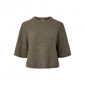 блуза,дамски,пуловери,дамски,плетени,дрехи,pieces,silly,short,sleeve,sweater,green,(morel,melange)