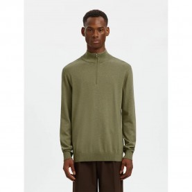 блуза,мъжки,пуловери,selected,berg,full,zip,sweater,green,(deep,lichen,green,melange)