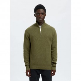 блуза,мъжки,пуловери,selected,dane,half,zip,sweater,green,(deep,lichen,green)