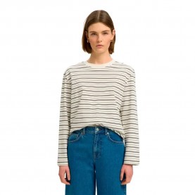 Тениска Selected Essential Boxy long sleeve T-shirt - Beige (Delicioso / Multi Stripe) тениска,мъжки,тениски,дамски,тениски,selected,essential,boxy,long,sleeve,t,shirt,beige,(delicioso,multi,stripe)