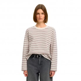 Тениска Selected Essential Boxy long sleeve T-shirt - Beige (Tawny Port / Multi Stripe) тениска,мъжки,тениски,дамски,тениски,selected,essential,boxy,long,sleeve,t,shirt,beige,(tawny,port,multi,stripe)