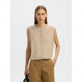 потник,дамски,пуловери,дамски,плетени,дрехи,selected,lulu,knitted,vest,beige,(birch,melange)