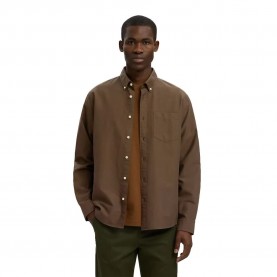 риза,с,дълъг,ръкав,дамски,ризи,мъжки,ризи,selected,regrick,oxford,flex,long,sleeve,shirt,brown,(delicioso,mixed,chocolate,chip)