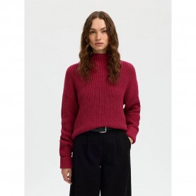 блуза,дамски,пуловери,дамски,плетени,дрехи,selected,selma,sus,high,neck,sweater,red,(anemone)