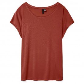 Тениска Vero moda Ava Plain short sleeve T-shirt - Red (Burnt Henna) тениска,мъжки,тениски,дамски,тениски,vero,moda,ava,plain,short,sleeve,t,shirt,red,(burnt,henna)