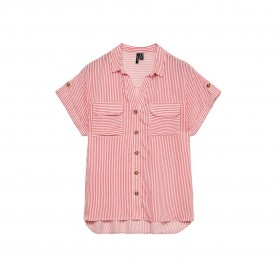 Риза с къс ръкав Vero moda Bumpy short sleeve shirt - Pink (Snow White / Coral Paradise) риза,с,къс,ръкав,дамски,ризи,мъжки,ризи,vero,moda,bumpy,short,sleeve,shirt,pink,(snow,white,coral,paradise)