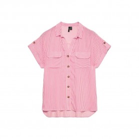 Риза с къс ръкав Vero moda Bumpy short sleeve shirt - Pink (Snow White / Pink Cosmos) риза,с,къс,ръкав,дамски,ризи,мъжки,ризи,vero,moda,bumpy,short,sleeve,shirt,pink,(snow,white,pink,cosmos)