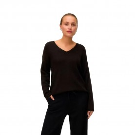 Блуза Vero moda Crew Lefile v neck sweater - Brown (Chocolate Torte / Melange) блуза,мъжки,пуловери,дамски,пуловери,vero,moda,crew,lefile,v,neck,sweater,brown,(chocolate,torte,melange)