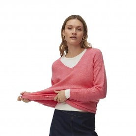 блуза,дамски,пуловери,дамски,плетени,дрехи,vero,moda,crew,lefile,v,neck,sweater,pink,(coral,paradise,melange)