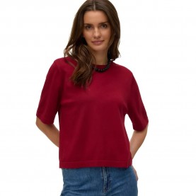 Блуза Vero moda Silje 2/4 Oversize short sleeve sweater - Red (Rio Red) блуза,мъжки,пуловери,дамски,пуловери,vero,moda,silje,2,4,oversize,short,sleeve,sweater,red,(rio,red)