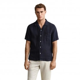 Риза с къс ръкав Gant 3261120 Linen Regular Fit short sleeve shirt - Blue (Evening Blue) риза,с,къс,ръкав,дамски,ризи,мъжки,ризи,gant,3261120,linen,regular,fit,short,sleeve,shirt,blue,(evening,blue)