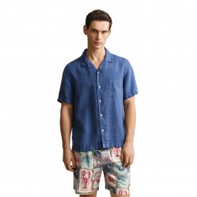 Риза с къс ръкав Gant 3261120 Linen Regular Fit short sleeve shirt - Blue (Vintage Blue) риза,с,къс,ръкав,дамски,ризи,мъжки,ризи,gant,3261120,linen,regular,fit,short,sleeve,shirt,blue,(vintage,blue)