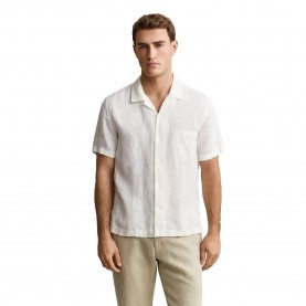 Риза с къс ръкав Gant 3261120 Linen Regular Fit short sleeve shirt - White (White) риза,с,къс,ръкав,дамски,ризи,мъжки,ризи,gant,3261120,linen,regular,fit,short,sleeve,shirt,white,(white)