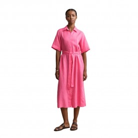Рокля Gant 4503495 Linen short sleeve long dress - Pink (Bright Fuschia) рокля,дамски,поли,и,рокли,gant,4503495,linen,short,sleeve,long,dress,pink,(bright,fuschia)