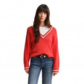 Блуза Gant 4805439 v neck sweater - Red (Perfect Red) блуза,мъжки,пуловери,дамски,пуловери,gant,4805439,v,neck,sweater,red,(perfect,red)