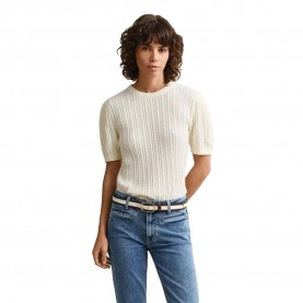 Блуза Gant 4805452 short sleeve sweater - Beige / White (Cream) блуза,мъжки,пуловери,дамски,пуловери,gant,4805452,short,sleeve,sweater,beige,white,(cream)