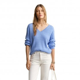 Блуза Gant 4805460 v neck sweater - Blue (Hydrangea Blue) блуза,мъжки,пуловери,дамски,пуловери,gant,4805460,v,neck,sweater,blue,(hydrangea,blue)