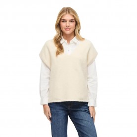 блуза,дамски,пуловери,дамски,плетени,дрехи,vila,benna,loose,knit,short,sleeve,sweater,white,(super,light,natural,melan)