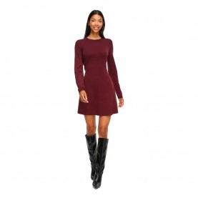 Рокля Vila Comfy A-Line O-Neck Knit long sleeve short dress - Red (Port Royale / Melange) рокля,дамски,поли,и,рокли,vila,comfy,a,line,o,neck,knit,long,sleeve,short,dress,red,(port,royale,melange)