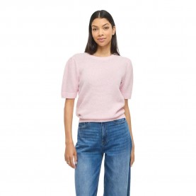 блуза,мъжки,пуловери,дамски,пуловери,vila,dalo,o,neck,knit,short,sleeve,sweater,pink,(cherry,blossom)