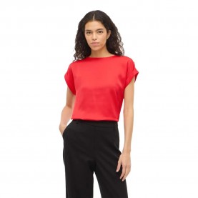 Тениска Vila Ellette Satin Top short sleeve T-shirt - Red (Hibiscus) тениска,мъжки,тениски,дамски,тениски,vila,ellette,satin,top,short,sleeve,t,shirt,red,(hibiscus)