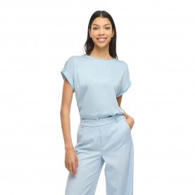 Тениска Vila Ellette Satin Top short sleeve T-shirt - Blue (Nantucket Breeze) тениска,мъжки,тениски,дамски,тениски,vila,ellette,satin,top,short,sleeve,t,shirt,blue,(nantucket,breeze)