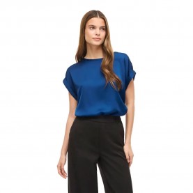 Тениска Vila Ellette Satin Top short sleeve T-shirt - Blue (Navy Peony) тениска,мъжки,тениски,дамски,тениски,vila,ellette,satin,top,short,sleeve,t,shirt,blue,(navy,peony)