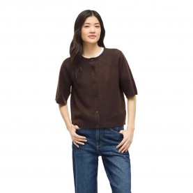 жилетка,мъжки,пуловери,дамски,пуловери,vila,liga,o,neck,knit,cardigan,brown,(coffee,bean,melange)