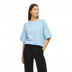 блуза,мъжки,пуловери,дамски,пуловери,vila,liga,o,neck,knit,short,sleeve,sweater,blue,(nantucket,breeze,melange)