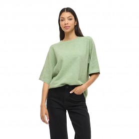 Блуза Vila Liga O-Neck Knit short sleeve sweater - Green (Smoke Green / Melange) блуза,мъжки,пуловери,дамски,пуловери,vila,liga,o,neck,knit,short,sleeve,sweater,green,(smoke,green,melange)