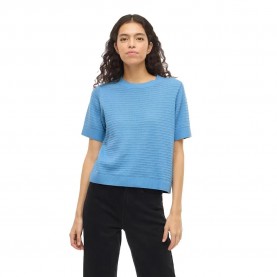 Блуза Vila Lollo O-Neck Detail Knit short sleeve sweater - Blue (All Aboard) блуза,мъжки,пуловери,дамски,пуловери,vila,lollo,o,neck,detail,knit,short,sleeve,sweater,blue,(all,aboard)
