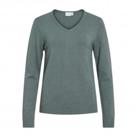блуза,мъжки,пуловери,дамски,пуловери,vila,ril,knit,v,neck,sweater,green,(balsam,green,dark,melange)