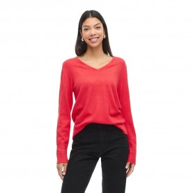 блуза,дамски,пуловери,дамски,плетени,дрехи,vila,ril,knit,v,neck,sweater,red,(hibiscus,dark,melange)