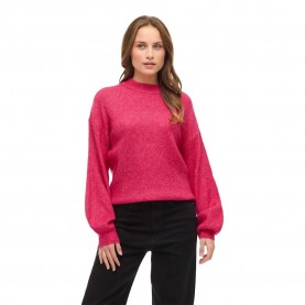 блуза,дамски,пуловери,дамски,плетени,дрехи,vila,violi,crew,neck,ballon,rib,knit,sweater,pink,(pink,yarrow,melange)