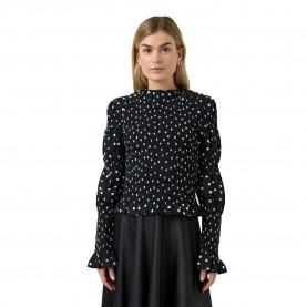 дамски,блузи,yas,chemma,smock,top,long,sleeve,blouse,black,(black,dots)