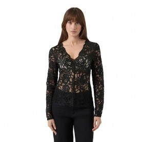 дамски,блузи,yas,lacey,v,neck,lace,top,long,sleeve,blouse,black,(black)