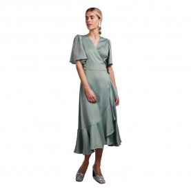 рокля,дамски,поли,и,рокли,yas,thea,2,4,wrap,short,sleeve,midi,dress,green,(green,milieu)
