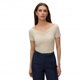 Тениска Vero moda Awamyra Off Shoulder short sleeve T-shirt - Beige (Bone White) тениска,мъжки,тениски,дамски,тениски,vero,moda,awamyra,off,shoulder,short,sleeve,t,shirt,beige,(bone,white)